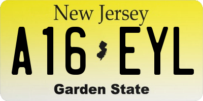 NJ license plate A16EYL