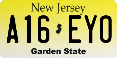 NJ license plate A16EYO