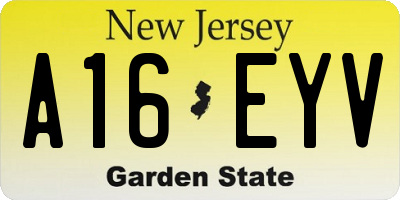 NJ license plate A16EYV