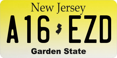 NJ license plate A16EZD