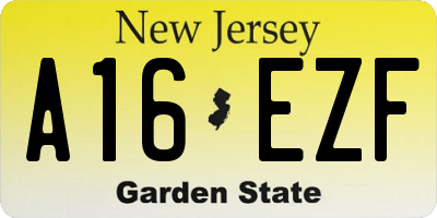 NJ license plate A16EZF