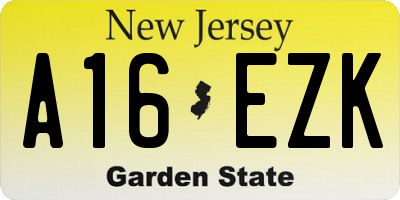 NJ license plate A16EZK
