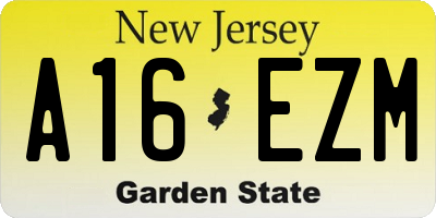 NJ license plate A16EZM