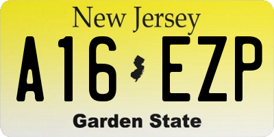 NJ license plate A16EZP