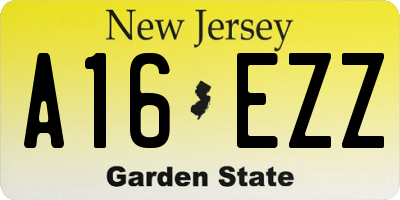 NJ license plate A16EZZ