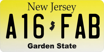 NJ license plate A16FAB