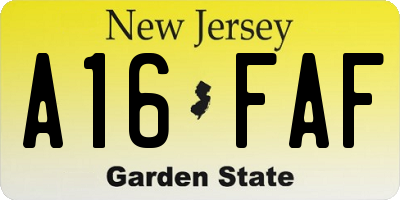 NJ license plate A16FAF