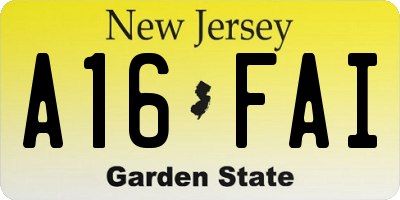 NJ license plate A16FAI