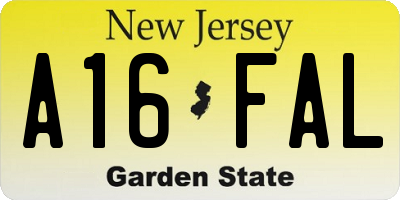 NJ license plate A16FAL