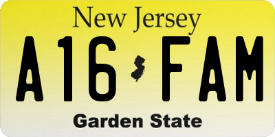 NJ license plate A16FAM