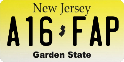 NJ license plate A16FAP