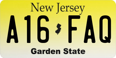 NJ license plate A16FAQ