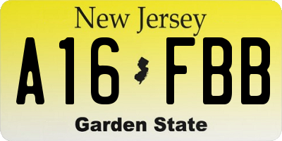 NJ license plate A16FBB