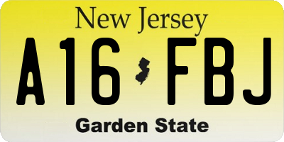 NJ license plate A16FBJ
