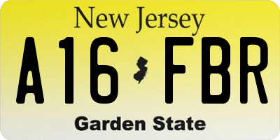 NJ license plate A16FBR