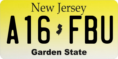 NJ license plate A16FBU