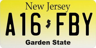 NJ license plate A16FBY
