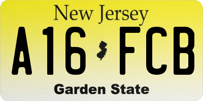 NJ license plate A16FCB