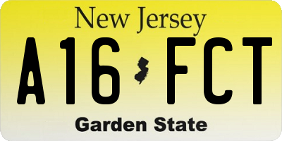 NJ license plate A16FCT