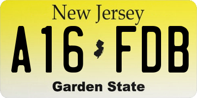 NJ license plate A16FDB