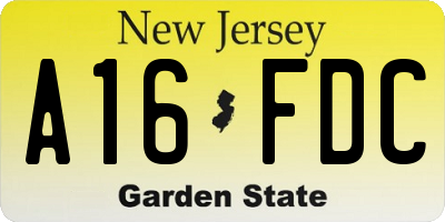 NJ license plate A16FDC