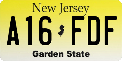 NJ license plate A16FDF