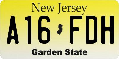 NJ license plate A16FDH