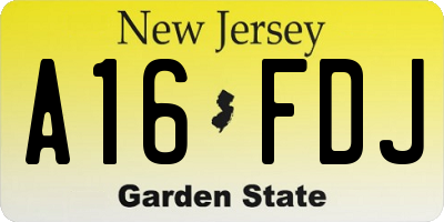 NJ license plate A16FDJ