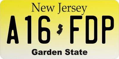 NJ license plate A16FDP