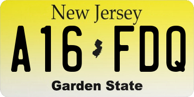 NJ license plate A16FDQ