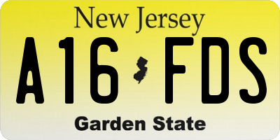 NJ license plate A16FDS