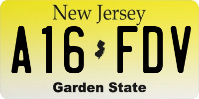 NJ license plate A16FDV