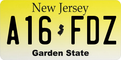 NJ license plate A16FDZ