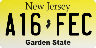 NJ license plate A16FEC