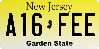 NJ license plate A16FEE