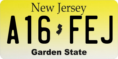 NJ license plate A16FEJ
