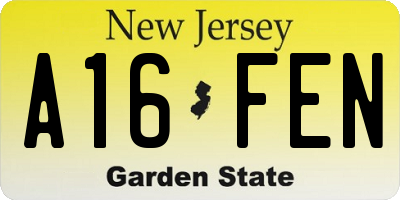 NJ license plate A16FEN