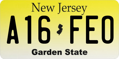 NJ license plate A16FEO