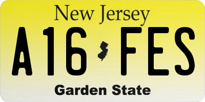 NJ license plate A16FES