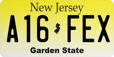 NJ license plate A16FEX