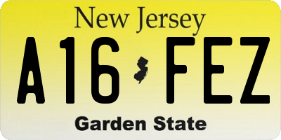 NJ license plate A16FEZ