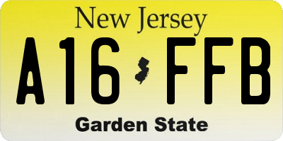 NJ license plate A16FFB