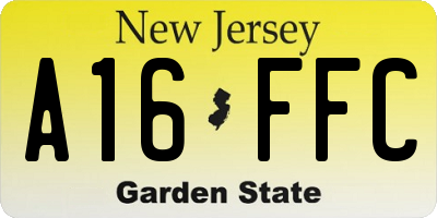 NJ license plate A16FFC