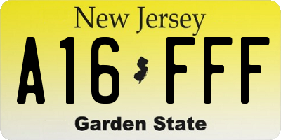 NJ license plate A16FFF