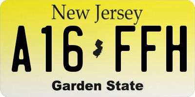 NJ license plate A16FFH