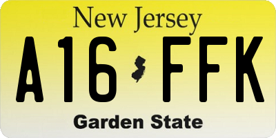 NJ license plate A16FFK