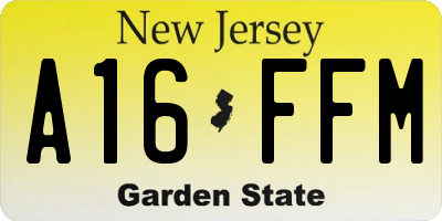 NJ license plate A16FFM