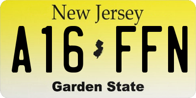 NJ license plate A16FFN