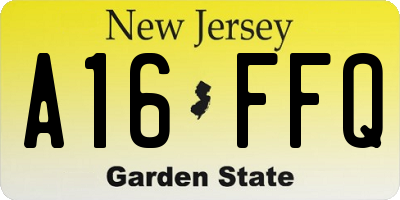 NJ license plate A16FFQ