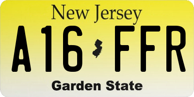 NJ license plate A16FFR